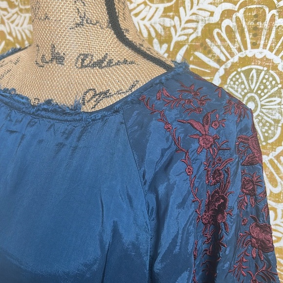Sundance Parlor Blooms Boho Floral Embroidered Balloon Sleeve Blouse Top size XS - Picture 7 of 12